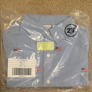 Janie and Jack Light Blue Flag Print Shirt